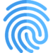 A blue fingerprint icon on a white background, depicting swirling lines forming a distinctive fingerprint pattern.