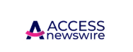 Logo for Access Newswire featuring a stylized blue letter "A" with a pink curved line, beside the words "ACCESS newswire" in blue text on a white background.