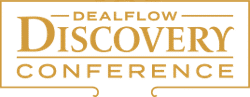 DealFlow Discovery Conference logo with gold text on a white background.