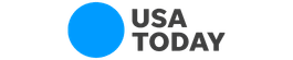 USA TODAY logo with a large blue circle to the left of bold black text reading “USA TODAY” on a light gray background.
